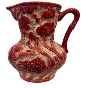 1930’s English Beswick Scraffito Red Water Pitcher Numbered 694